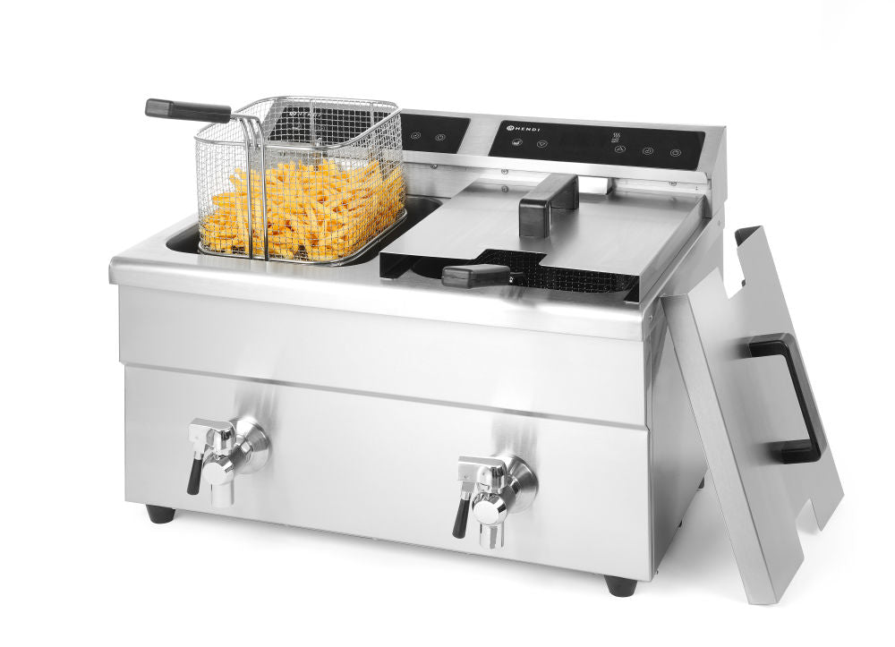 Induktionsfritteuse - mit Ablasshahn 2x8 l