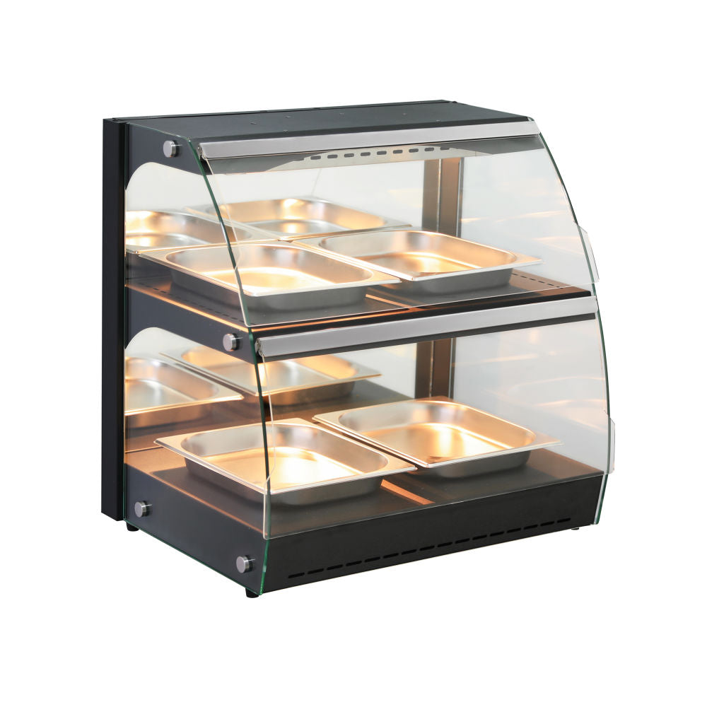 Warmhaltevitrine mit Quarzheizung, 2 Regalböden