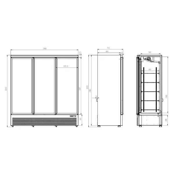 KÃ¼hlschrank mit 3 GlastÃ¼ren - 1530L