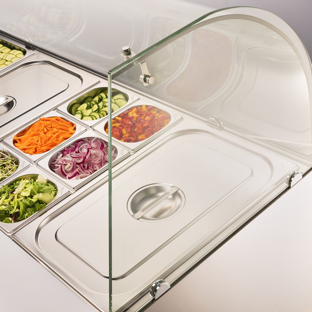 Starline Saladette mit Glasabdeckung, 3-türig, 16x GN 1/4