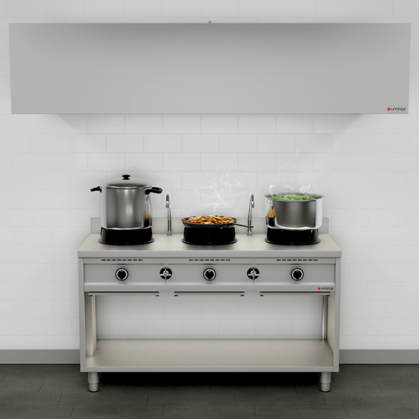 Wokherd Gas-Wok-Herd - 3x15 kW - 3 Kochzonen