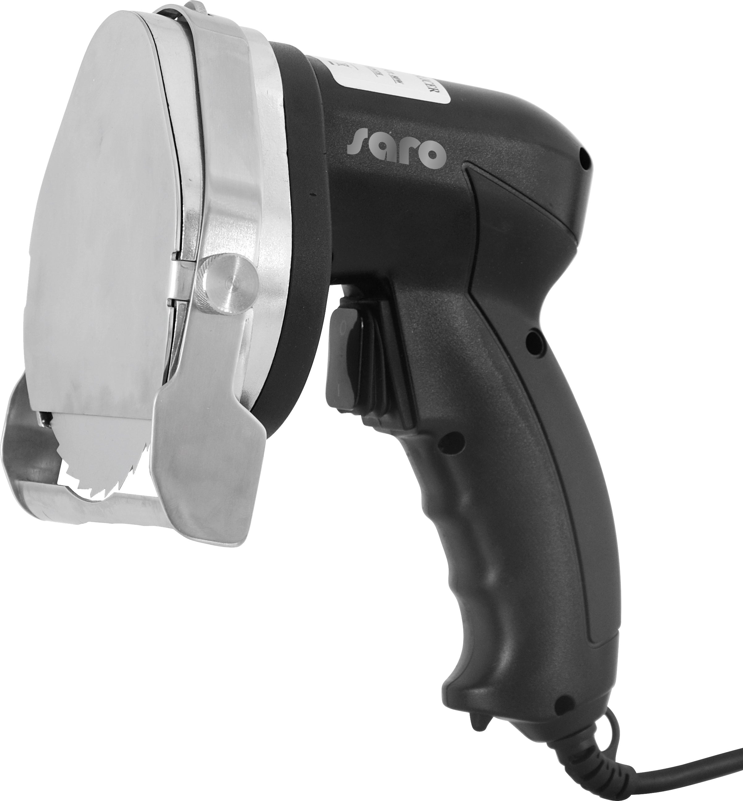 Saro ED 100 elektrisches Dönermesser, 230V Gyrosmesser, 100mm Klinge, inkl 2 Messer glatt und gezahnt, 0-8mm Schnittstärke, Gastro
