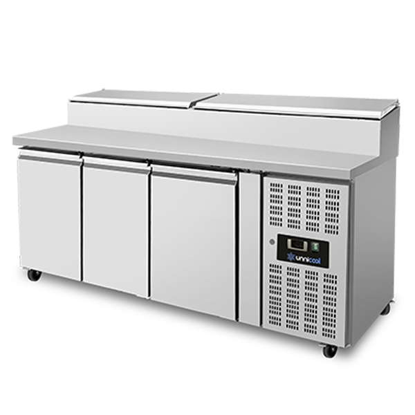 Saladette 3 TÃ¼ren (1/1 GN) Oberseite 8Ã— 1/3 GN +2Â°C bis +8Â°C ZwangsbelÃ¼ftung Klappdeckel