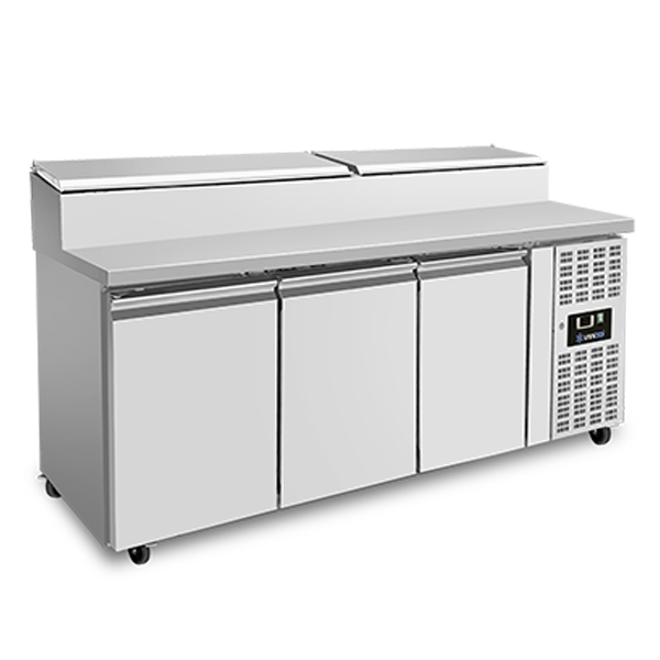 Saladette 3 TÃ¼ren (1/1 GN) Oberseite 8Ã— 1/3 GN +2Â°C bis +8Â°C ZwangsbelÃ¼ftung Klappdeckel