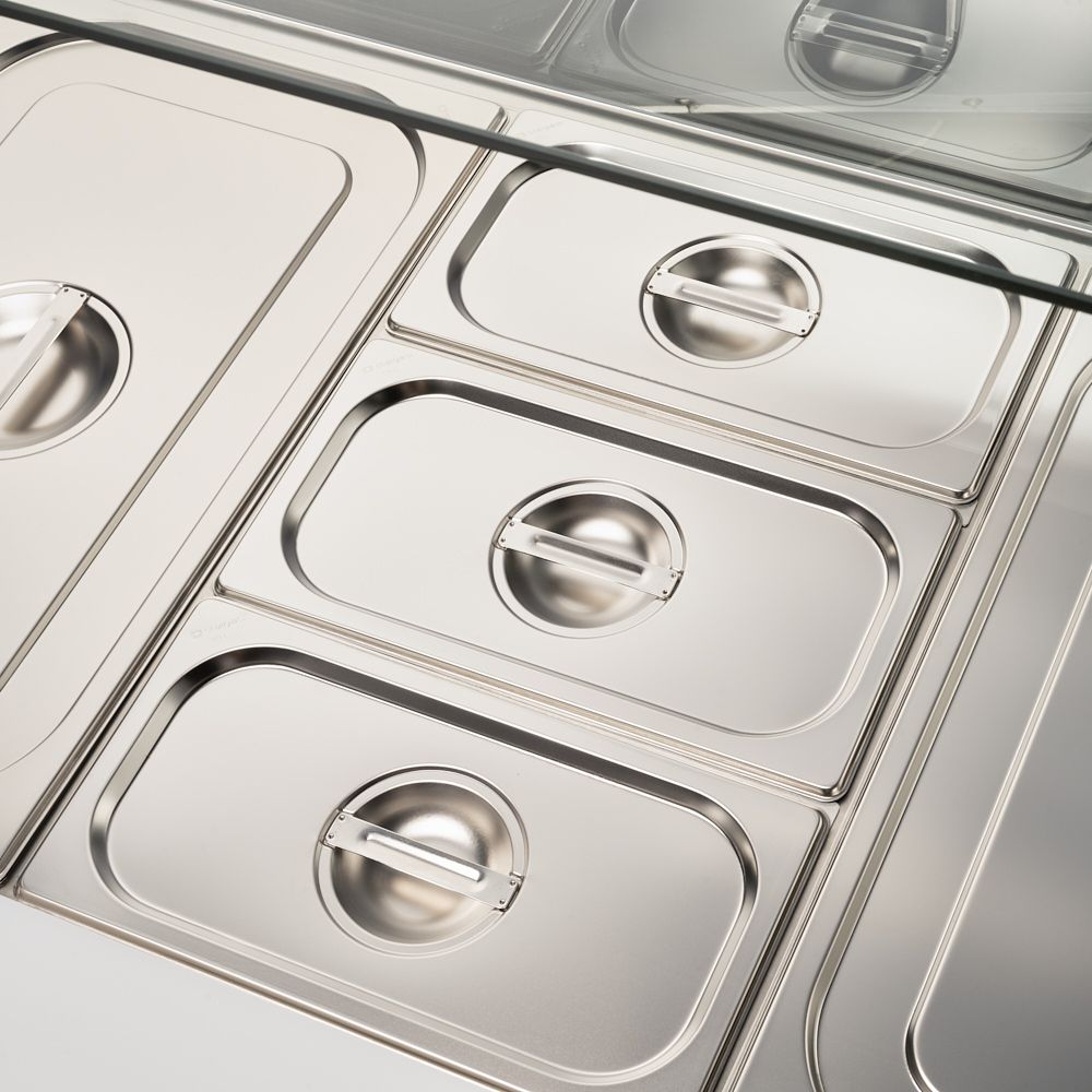 Starline Saladette mit Glasabdeckung, 3-türig, 16x GN 1/4