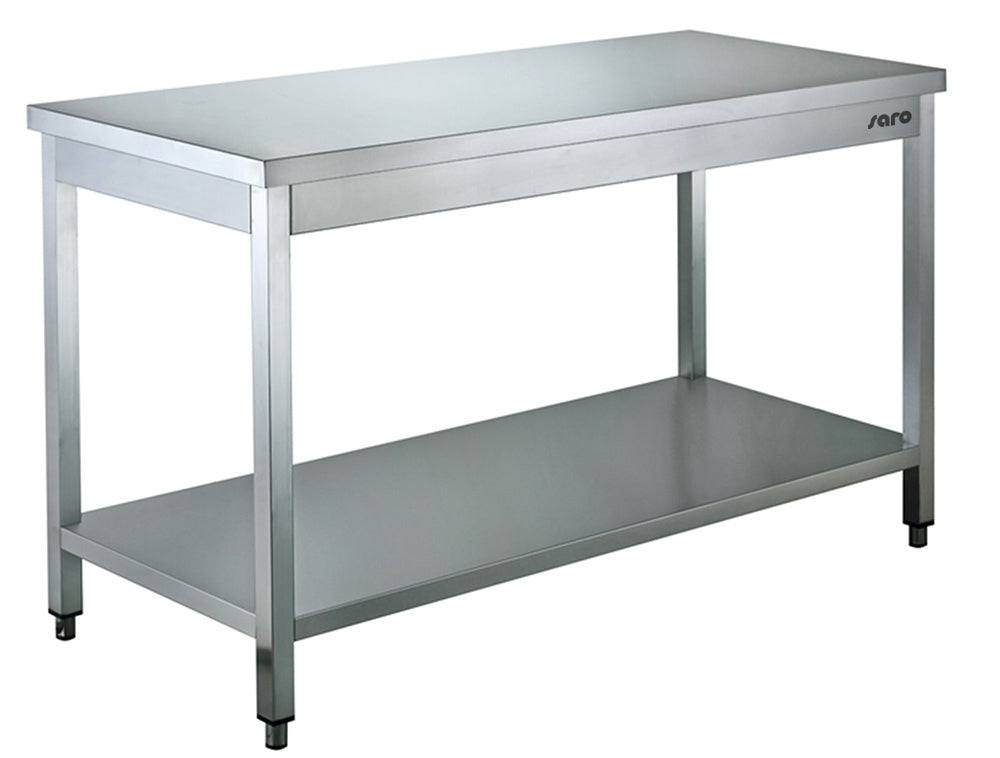 SARO Edelstahltisch, mit Unterblatt - 600 mm Tiefe, 1800mm
