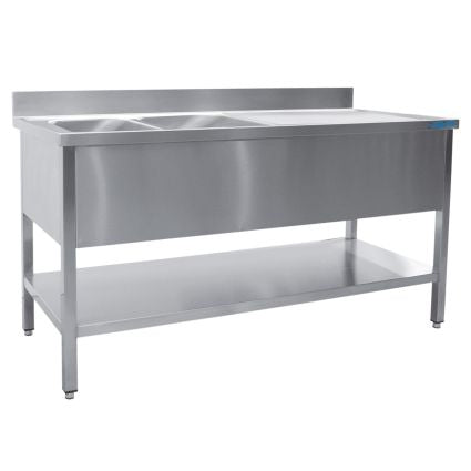 SARO Spültisch mit 2 Becken, links - 600 mm Tiefe, 1800mm