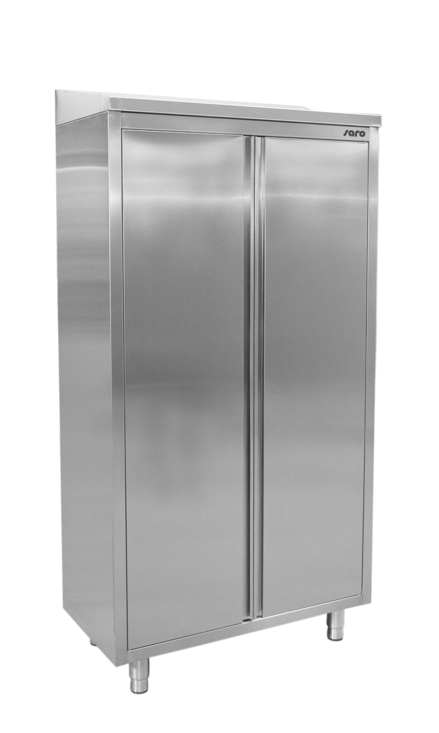 SARO Edelstahlhochschrank mit 3 Böden, schräges Dach, 600mm