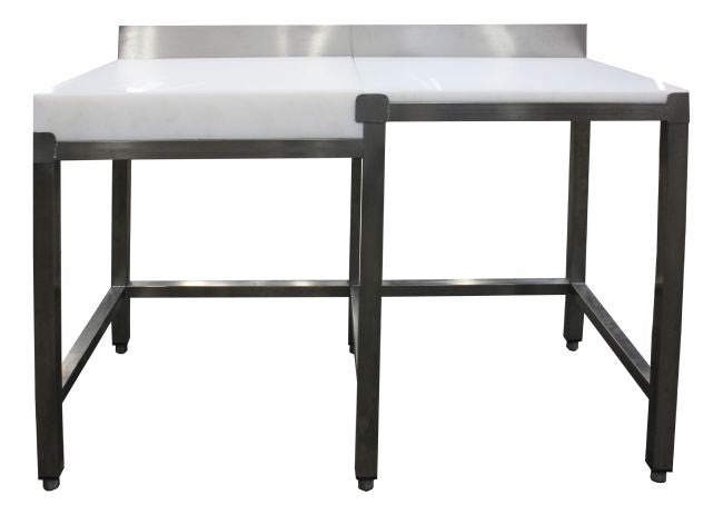 SARO Zerlegetisch mit Hackblock links mit Aufkantung 1800x600
