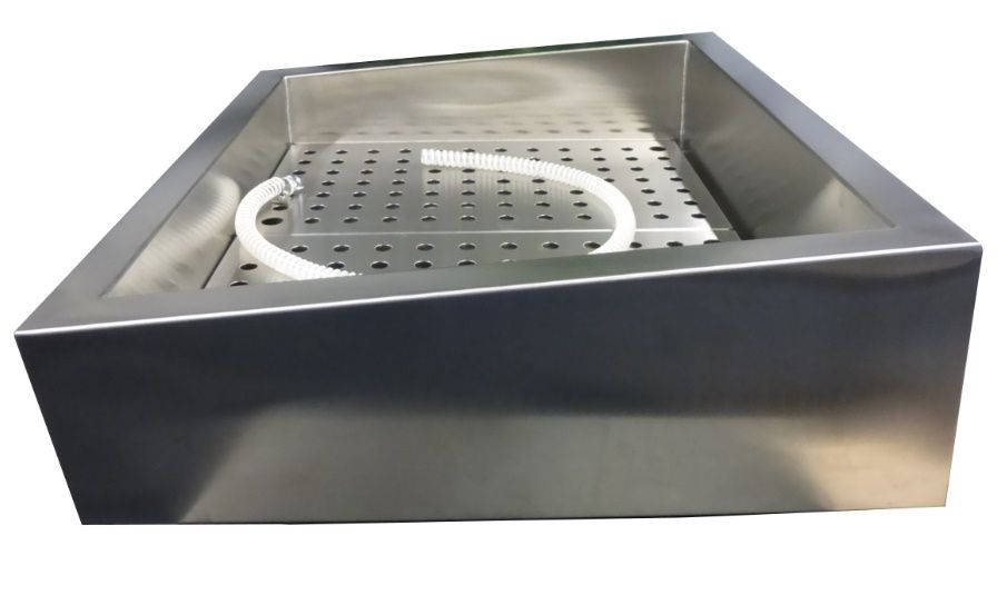 GEMAHLENES EIS BEHÄLTER SCHIEF 1/1 GN AISI 304  WASSERHAHN AN DER BEDIENUNG SEITE