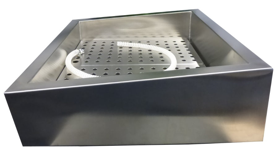 GEMAHLENES EIS BEHÄLTER SCHIEF 1/1 GN AISI 304  WASSERHAHN AN DER BEDIENUNG SEITE