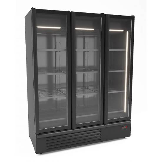 Kühlschrank mit 3 Glastüren schwarz 1555L