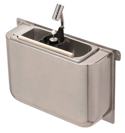Spülbecken für Eislöffel mit Eislöffeldusche 410X120X270 mit Wasserablaufloch, Wasseranschluss und Überlaufrohr