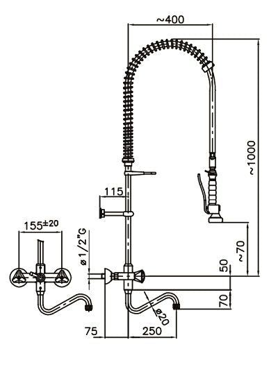 Vorspüldusche Ellenbogenbedienung V2
