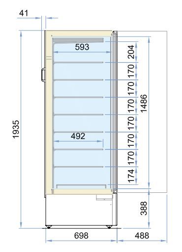Tiefkühlschrank mit Glastüren Marin,  statisch