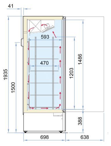 Tiefkühlschrank mit Umluft und Glastür Marin