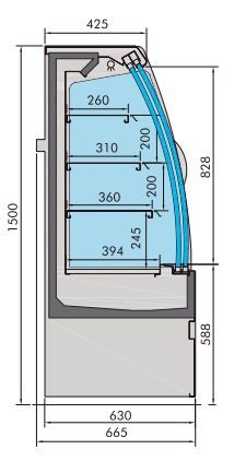 KÜHLVITRINE NOAH MIT SCHIEBETÜREN 1.9