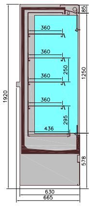 Wandkühlung/ Kühlregal/ Wandkühlregal/ Kühlschrank Jamie 1.9