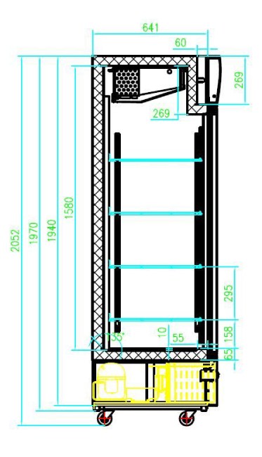 Tiefkühlschrank mit Glastüren, 460 Liter