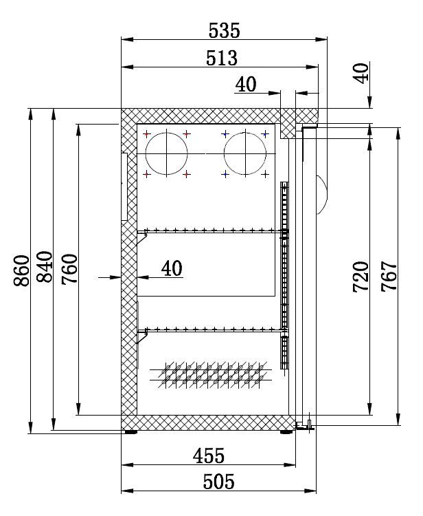 Barkühler schwarz mit 2 Glastüren, 350 Liter