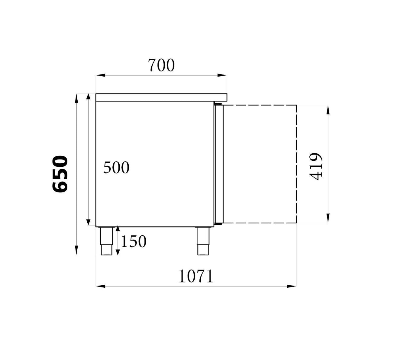 Kühltisch 650 Hoch 4 Türen 420LTR