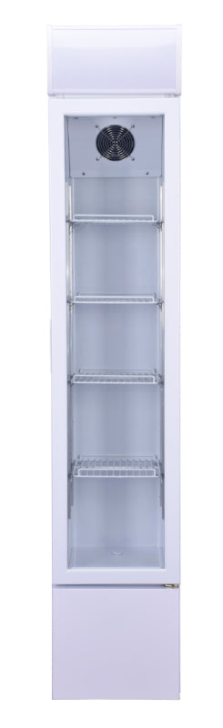 Getränkekühlschrank / Kühlschrank mit Glastür schmal, weiß, 105 Liter