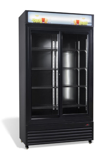 Kühlschrank/ Getränkekühlschrank mit Schiebeglastüren, schwarz, 780 Liter