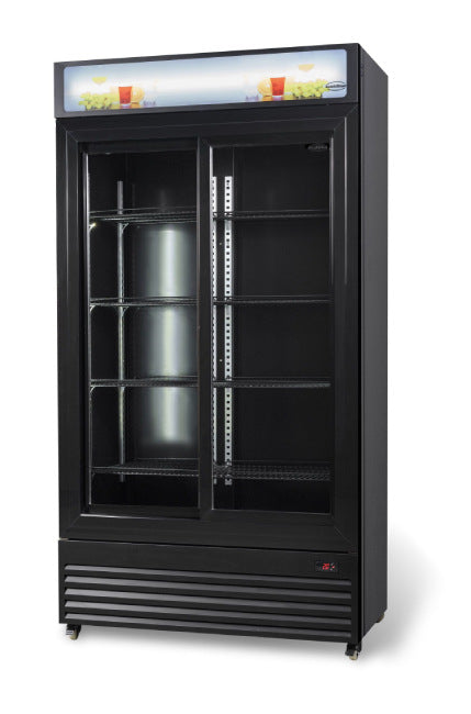 Kühlschrank/ Getränkekühlschrank mit Schiebeglastüren, schwarz, 780 Liter