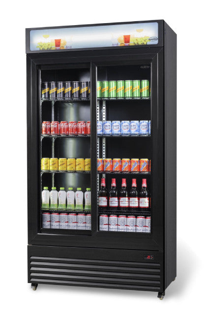Kühlschrank/ Getränkekühlschrank mit Schiebeglastüren, schwarz, 780 Liter