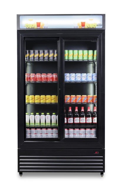 Kühlschrank/ Getränkekühlschrank mit Schiebeglastüren, schwarz, 780 Liter