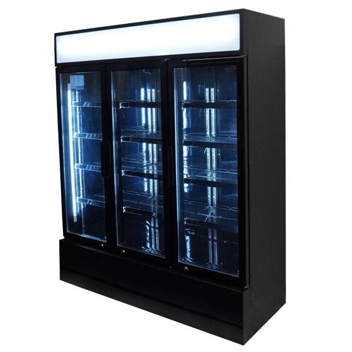 Kühlschrank/ Getränkekühlschrank mit 3 Glastüren, 1065 Liter, in schwarz