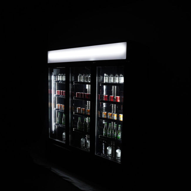 Kühlschrank/ Getränkekühlschrank mit 3 Glastüren, 1065 Liter, in schwarz