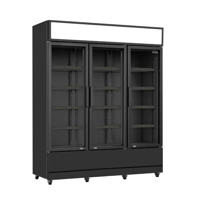 Kühlschrank/ Getränkekühlschrank mit 3 Glastüren, 1065 Liter, in schwarz
