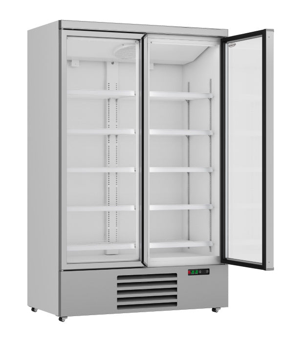 Kühlschrank / Getränkekühlschrank / Supermarktkühlung mit 2 Glastüren JDE-1000L weiß