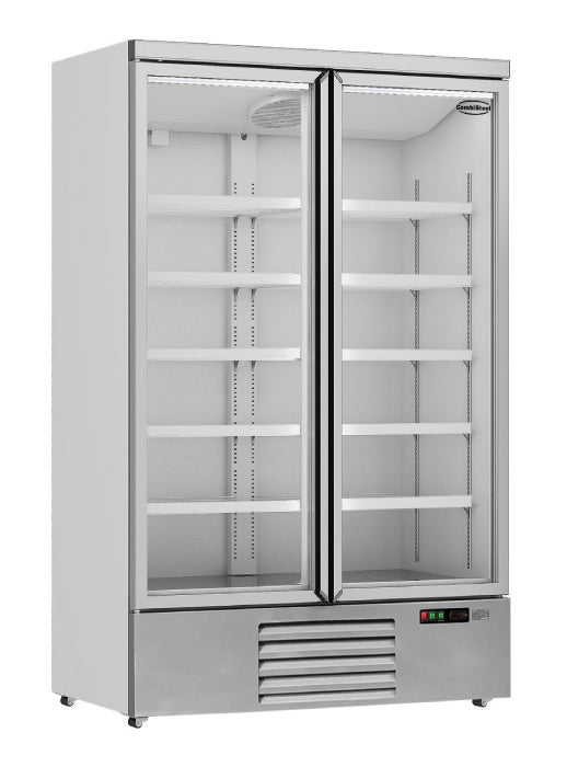 Kühlschrank / Getränkekühlschrank / Supermarktkühlung mit 2 Glastüren JDE-1000L weiß