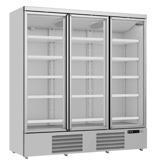 Getränkekühlschrank mit 3 Türen, Supermarktkühlung, Glas, JDE-1530L weiß