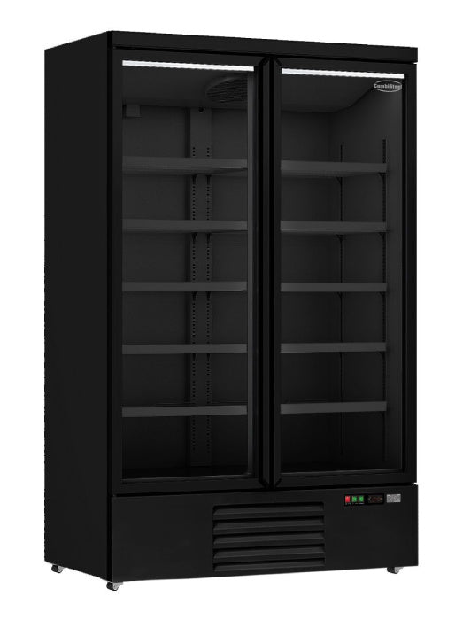 Kühlschrank / Getränkekühlschrank / Supermarktkühlung mit 2 Glastüren JDE-1000L schwarz