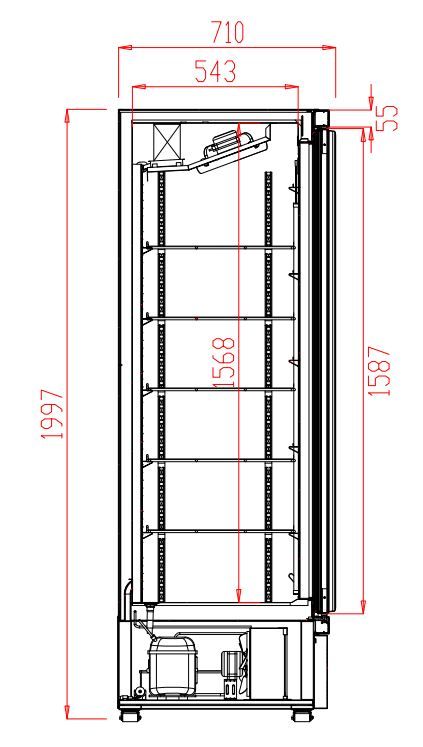 Tiefkühlschrank mit Glastüren, schwarz 600 Liter