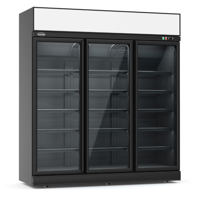 Kühlschrank / Getränkekühlschrank / Supermarktkühlung Mit 3 Glastüren Schwarz 1530 L