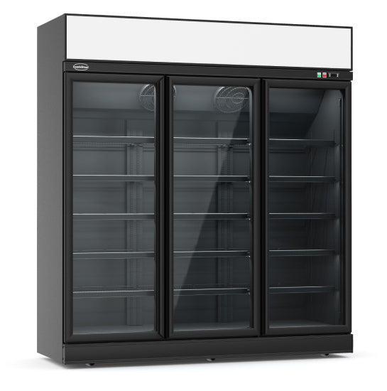 Tiefkühlschrank mit 3 Glastüren, schwarz 1530 Liter