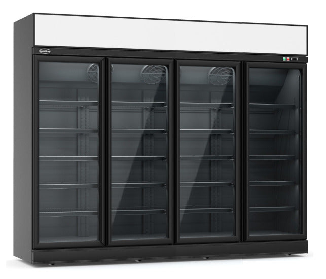 Tiefkühlschrank mit 4 Glastüren, schwarz INS-2060F BL