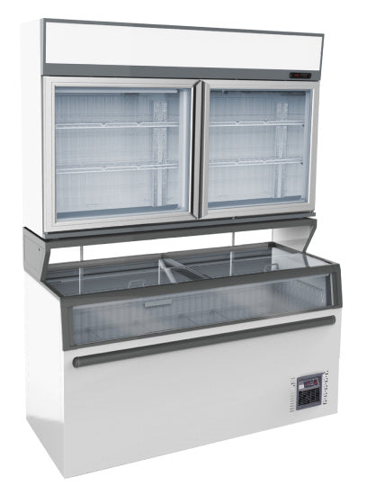 Wandtiefkühlung weiß, 2 Glastüren, 373 / 575 Liter