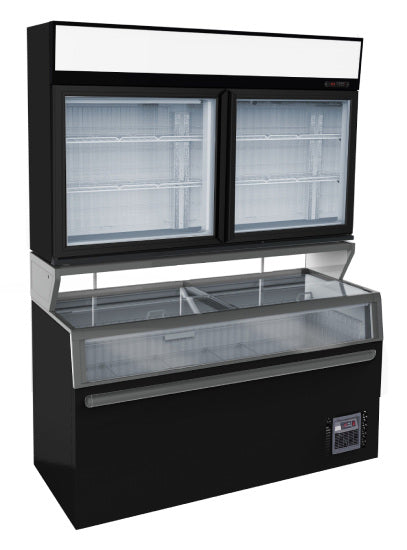 Wandtiefkühlung schwarz, 2 Glastüren 373 / 575 Liter