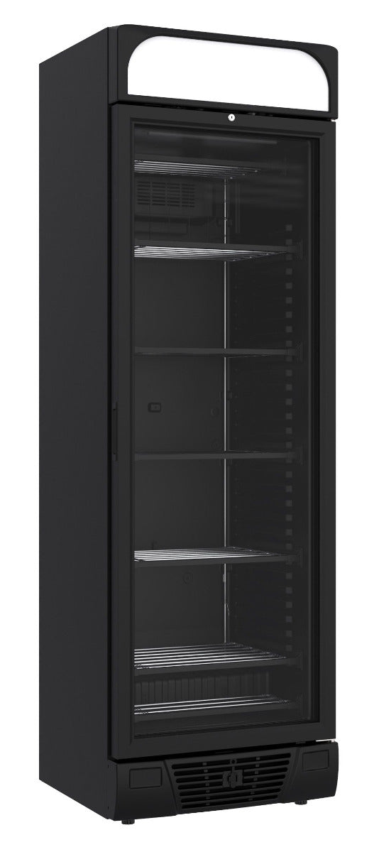 Tiefkühlschrank 1 Glastür, schwarz, 382 Liter