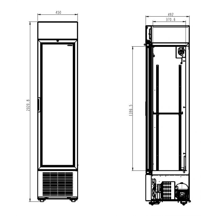 KÜHLSCHRANK 1 GLASTÜR SCHWARZ 232L *TRANSPORT AUF ANFRAGE*