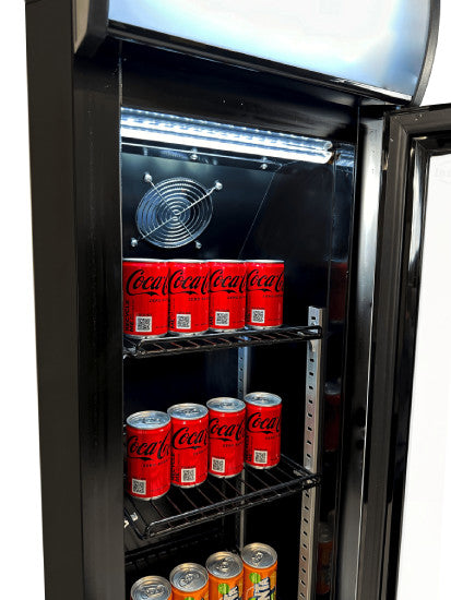 Getränkekühlschrank / Kühlschrank mit Glastür schmal, schwarz, 105 Liter