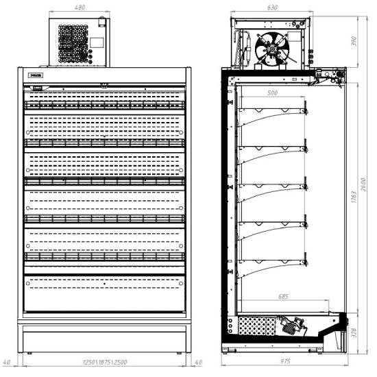 Wandkühlung/ Kühlregal/ Wandkühlregal/ Kühlschrank Max 6.0 - Remote