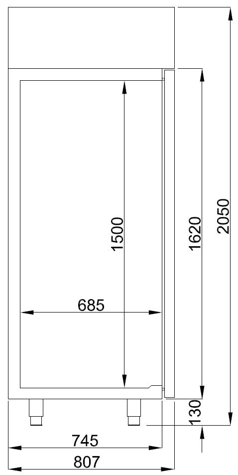 Tiefkühlschrank aus Edelstahl, Glastür, Monoblock, 700 Liter