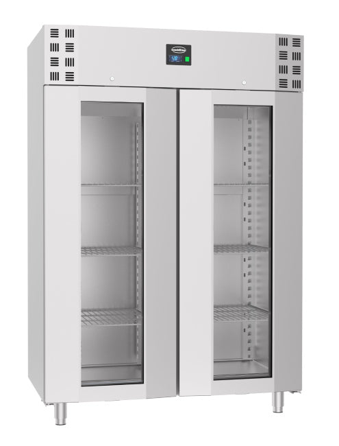 Tiefkühlschrank aus Edelstahl, mit Glastür, Monoblock, 1400 Liter