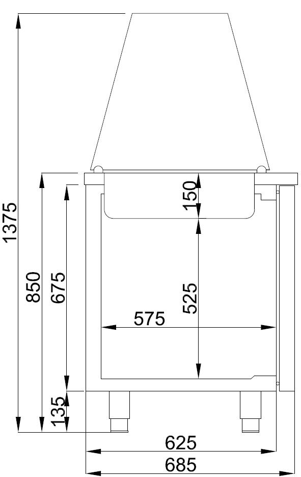 Saladette 2 Türen 3x 1/1 GN - Behälter